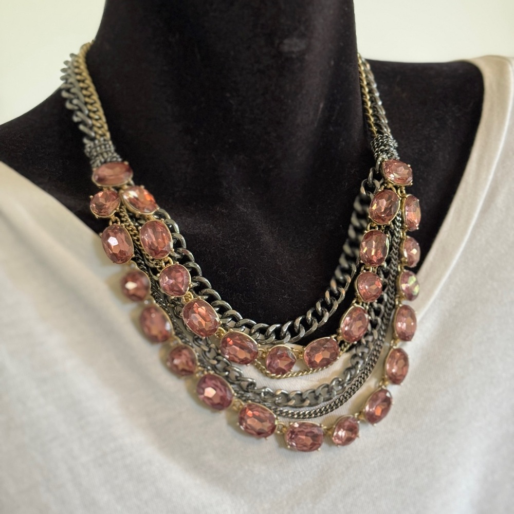 Simply Vera Vera Wang Pink Stone and Gold Multi-Layer Necklace